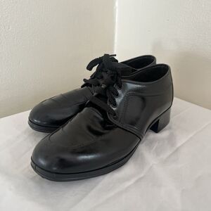 ROBINSON’S SHOEMAKERS Vintage 70s Non Slip Lace Up Oxfords, Black- Size 6